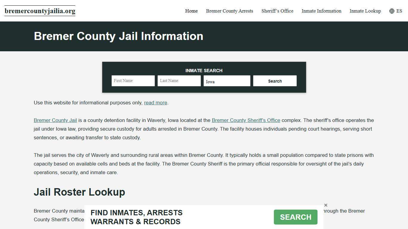 Bremer County, IA Jail Roster, Inmate Info
